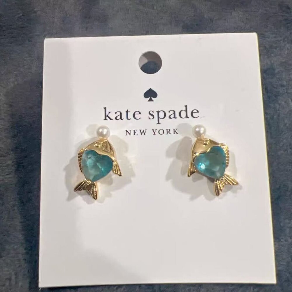 COPY - Kate Spade Creative cute fun love flash diamond pearl embellished fish s…